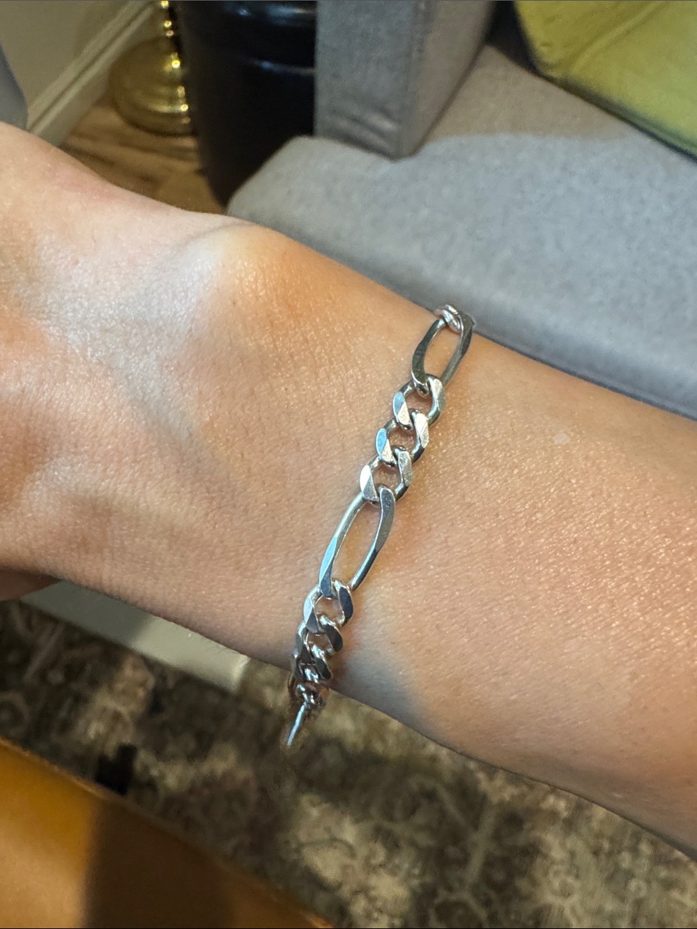 Sterling Silver 925 Figaro Link Chain Bracelet